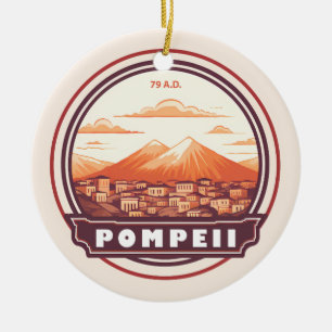 Pompeii Ruins Italien Travel Art Badge Julgransprydnad Keramik