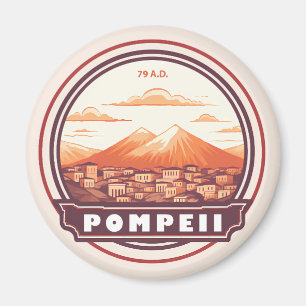 Pompeii Ruins Italien Travel Art Badge Magnet