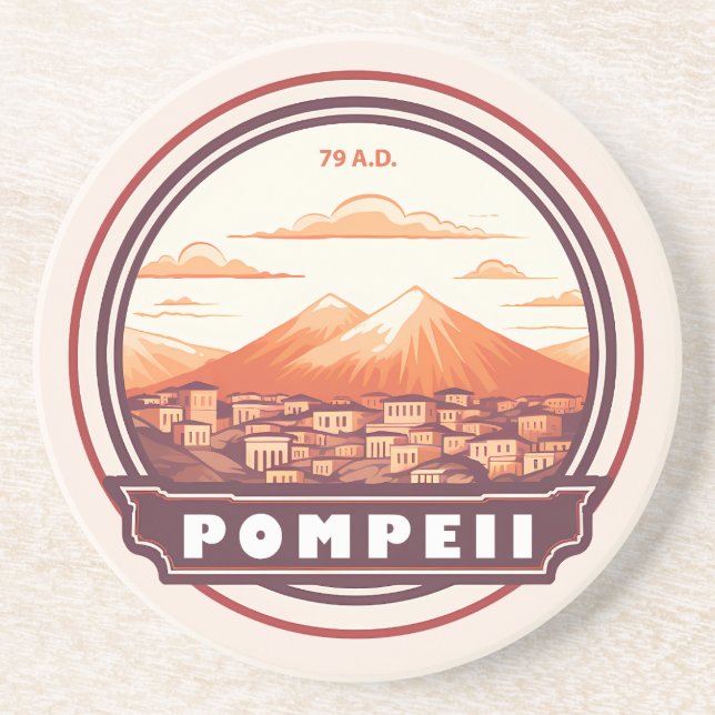 Pompeii Ruins Italien Travel Art Badge Underlägg (Framsidan)