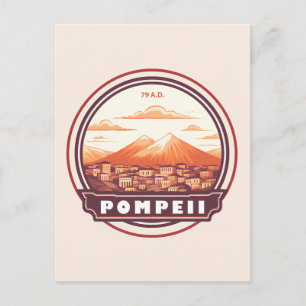 Pompeii Ruins Italien Travel Art Badge Vykort