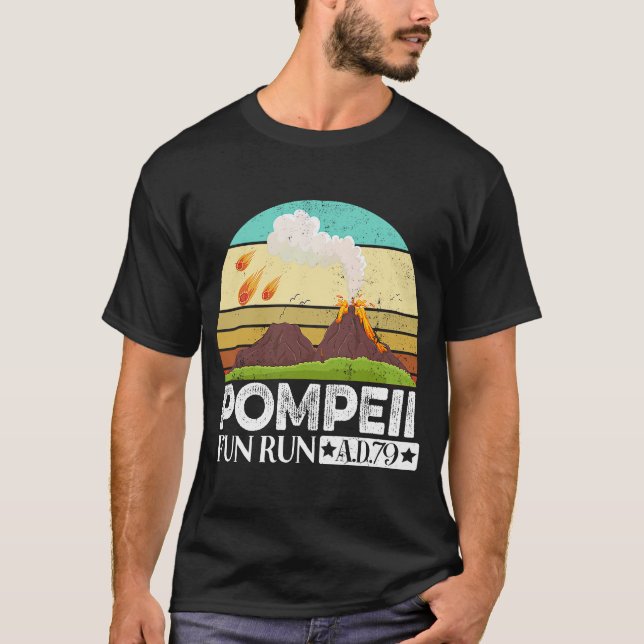 Pompeji-eruption av Vesuvius-berget i 79 Roligt Sp T Shirt (Framsida)