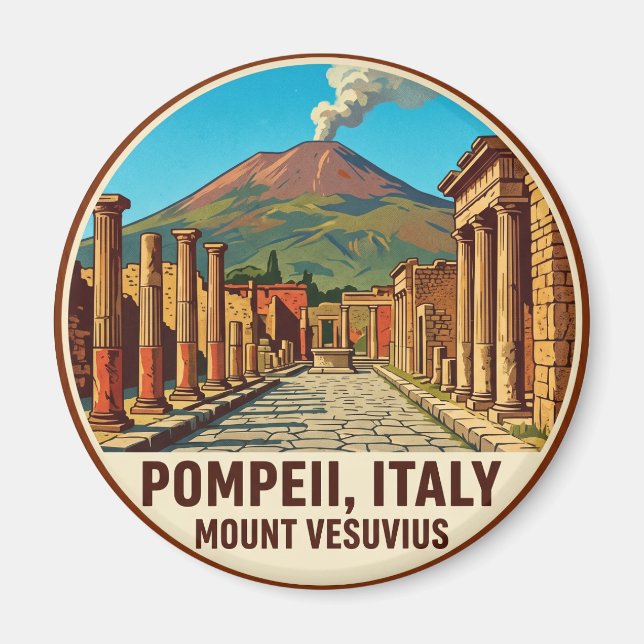 Pompeji Italien Mount Vesuvius Italien Magnet (Framsidan)