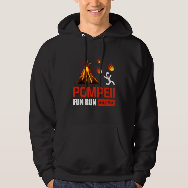 Pompeji Roligt Springa 79 Ad Funny Volcano Running Hoodie (Framsida)