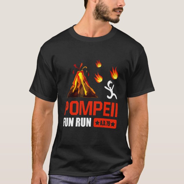 Pompeji Roligt Springa 79 Ad Funny Volcano Running T Shirt (Framsida)