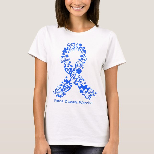 Pompes Disease Awareness Ribbon Support Gifts T Shirt (Framsida)