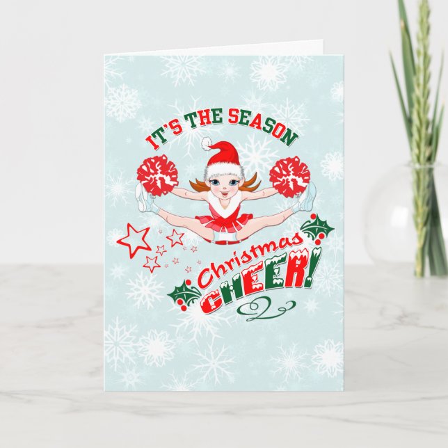 Pompettesk cheerleader är en engelsk benämning på  helgkort (Framsida)