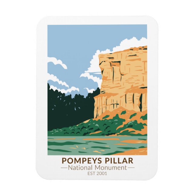Pompeys Pillar National Monument Montana Vintage Magnet (Vertikal)