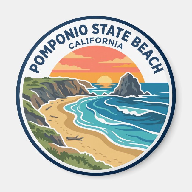 Pomponio State Beach Kalifornien Magnet (Framsidan)