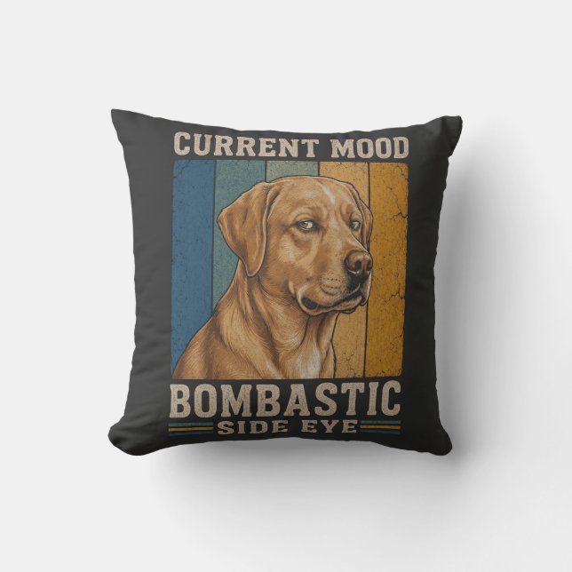 Pompös Labrador med Sidoblick Retro Rolig Hunddesi Kudde (Framsida)