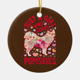 Pomsky är bara en flicka som Kärlek Pomskies Hun Julgransprydnad Keramik