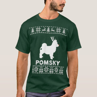 Pomsky Hund älskare jul Reindeer Ugly jul T Shirt