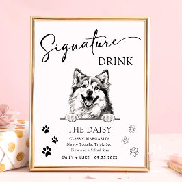 Pomsky Hund Bröllop Namnteckning Drink-tecken Poster