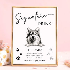 Pomsky Hund Bröllop Namnteckning Drink-tecken Poster