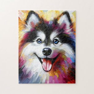 Pomsky Hund Porträtt Akryl Konsttryck Hundälskare Pussel