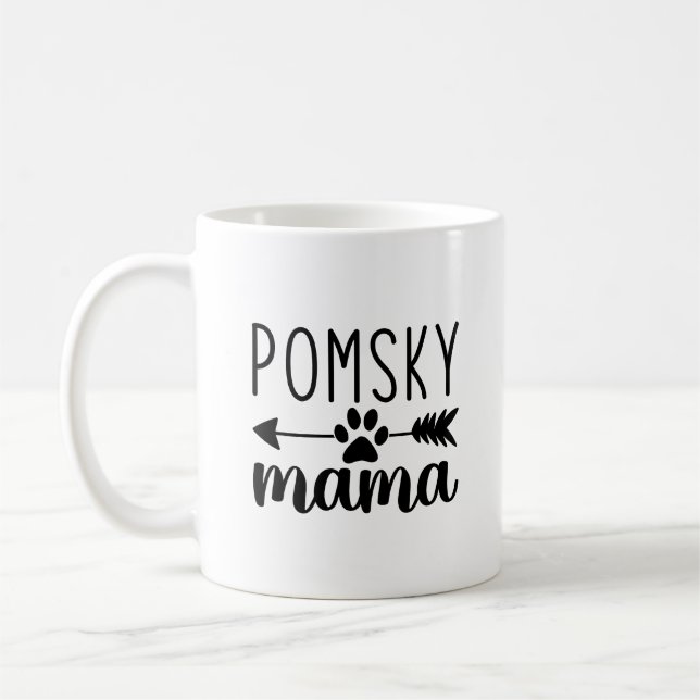 Pomsky Mamma Funny Pomsky Hund Mamma Kaffemugg (Vänster)