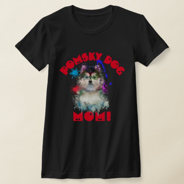 Pomsky Mamma Hund älskare Best Hund Mamma T Shirt (Laydown)