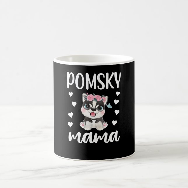 Pomsky Mamma Hund älskare Pomsky Owner Pomsky Mamm Kaffemugg (Center)