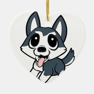 pomsky tecknad julgransprydnad keramik
