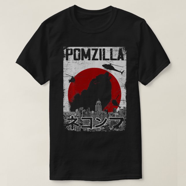 Pomzilla Vintage retro Pommern Hund 50 T Shirt (Design framsida)