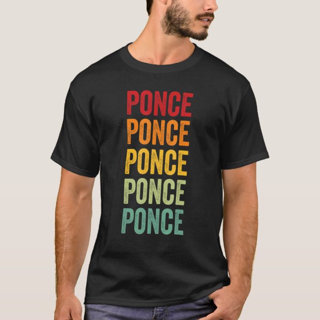Ponce County Puerto Rico Rainbow Text Design T Shirt (Framsida)