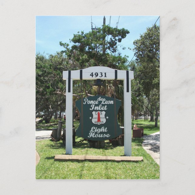 Ponce de Leon Inlet Light Entrance Sign, Florida Vykort (Framsida)