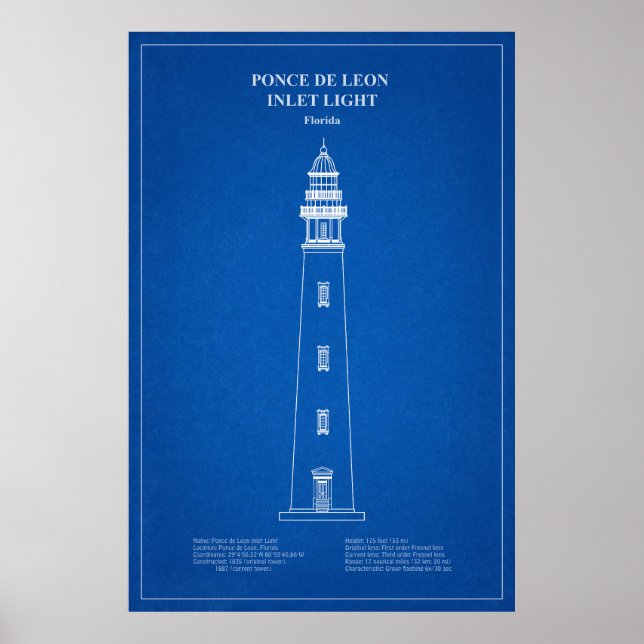 Ponce de Leon Inlet Lighthouse - Florida - AD Poster (Framsidan)