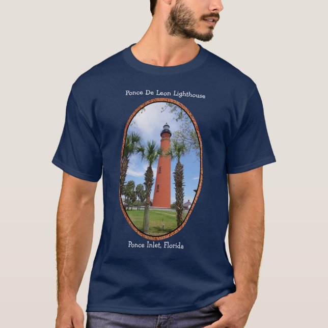 Ponce De Leon Lighthouse-skjorta med vit skrift T Shirt (Framsida)