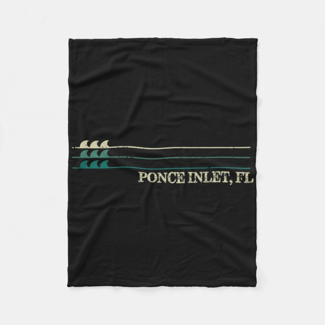 Ponce Inlet Florida bruten surfing Retro våg  Fleecefilt (Framsidan)