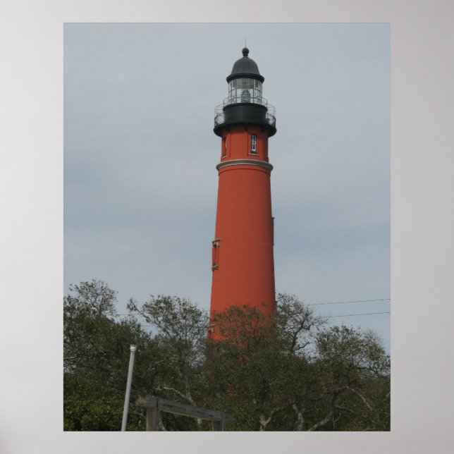 Ponce Inlet fyr ovanför träden Poster (Framsidan)