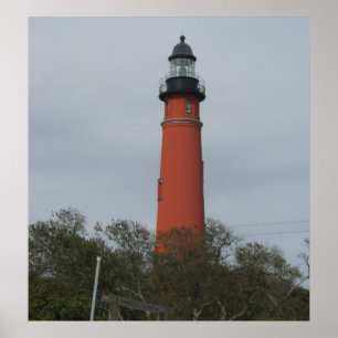 Ponce Inlet Light House ovanför Träd Poster