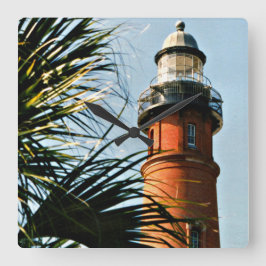 Ponce Inlet Lighthouse, Florida Square Wall Clock Fyrkantig Klocka