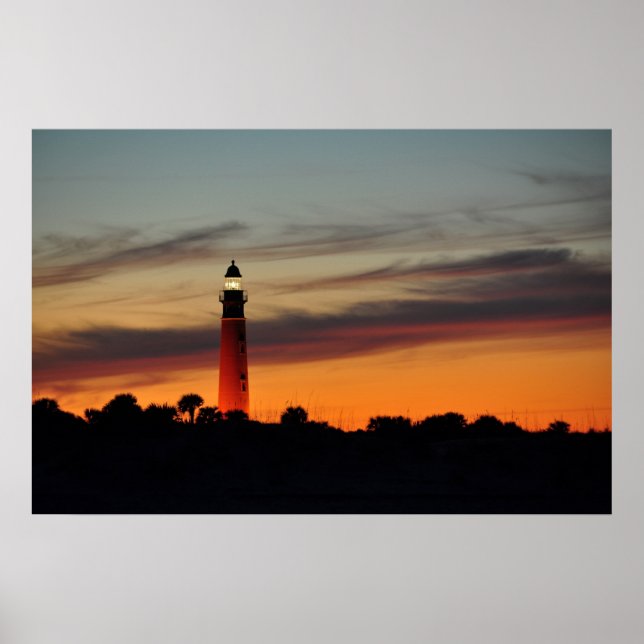 Ponce Inlet Lighthouse Sherbet Orange Himlar Poste Poster (Framsidan)