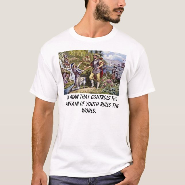 Ponce manen som kontrollerar fontänen av yoen… tee shirt (Framsida)