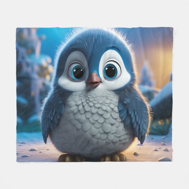 Poncho - En slät baby penguin Fleecefilt (Framsidan (Horisontell))