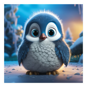 Poncho - En slät baby penguin Fototryck