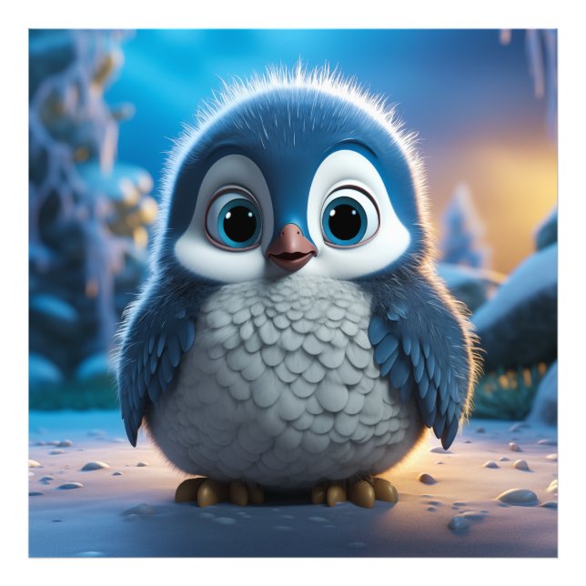 Poncho - En slät baby penguin Fototryck (Framsidan)