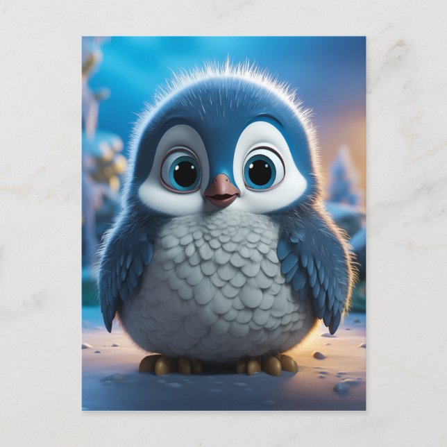 Poncho - En slät baby penguin Helg Vykort (Framsida)