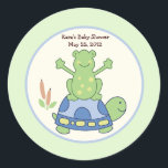 Pond Friends Birthday Baby Shower Favor Sticker Runt Klistermärke<br><div class="desc">Våra damvänner föredrar klistermärken är perfekt för babyduschfavörer,  födelsedagstag eller varje applicering där du vill ha ett anpassningsbar-klistermärke!</div>