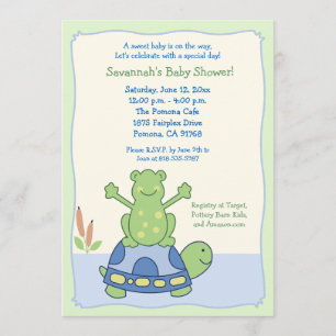 Pond Friends Frog Turtle Baby Shower-inbjudan Inbjudningar