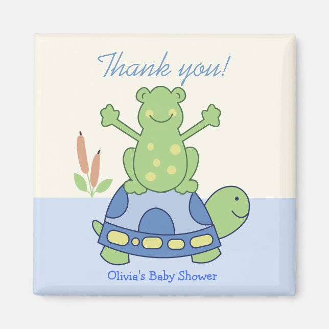 Pond Friends Frog & Turtle Customized Favor Magnet (Framsidan)