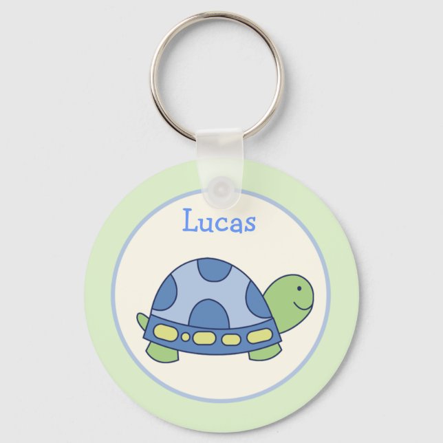 Pond Friends Turtle Favor eller Namn bricka KEYCHA Nyckelring (Framsida)