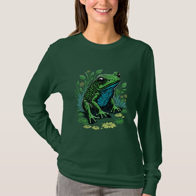 Pond Frog Illustration T Shirt (Framsida)