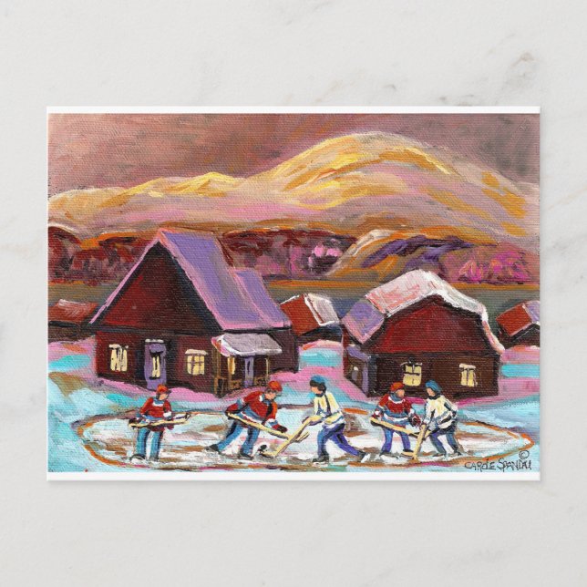 POND HOCKEY MYSIGT WINTER SCENE 6X8 COPY.jpg Vykort (Framsida)