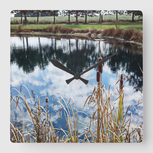 Pond Ligcape Nature Photography Art Fyrkantig Klocka (Framsida)