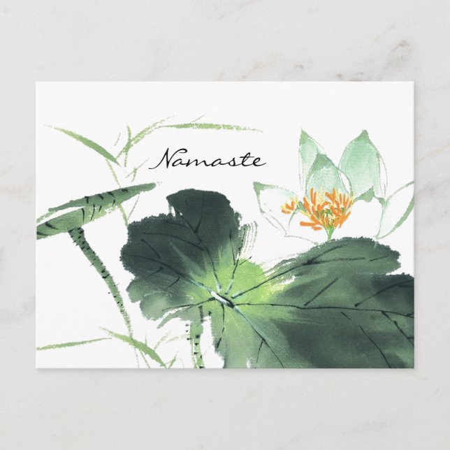 POND LOTUS PEACE L Kinesisk penselmålning Vykort (Framsida)