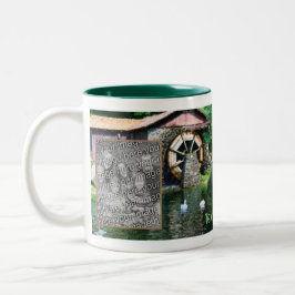 Pond-målning i Vatten Wheel Anka Lägg till foto Två-Tonad Mugg