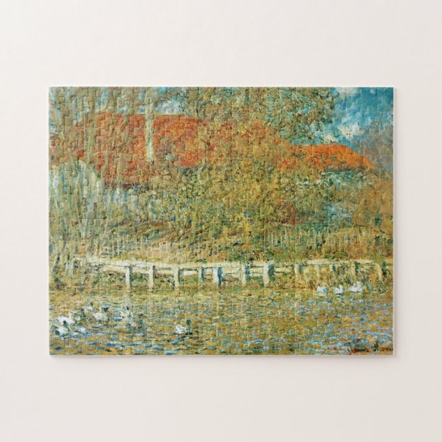 Pond med Ankor i höstmonet Fine Art Pussel (Horisontell)
