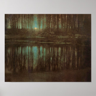 Pond Moonlight Poster