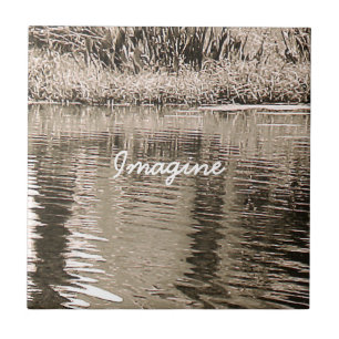 Pond Sepia Photographic Tile Trivet Kakelplatta