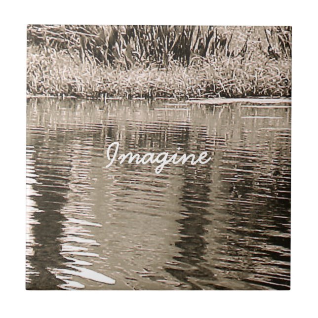 Pond Sepia Photographic Tile Trivet Kakelplatta (Framsidan)